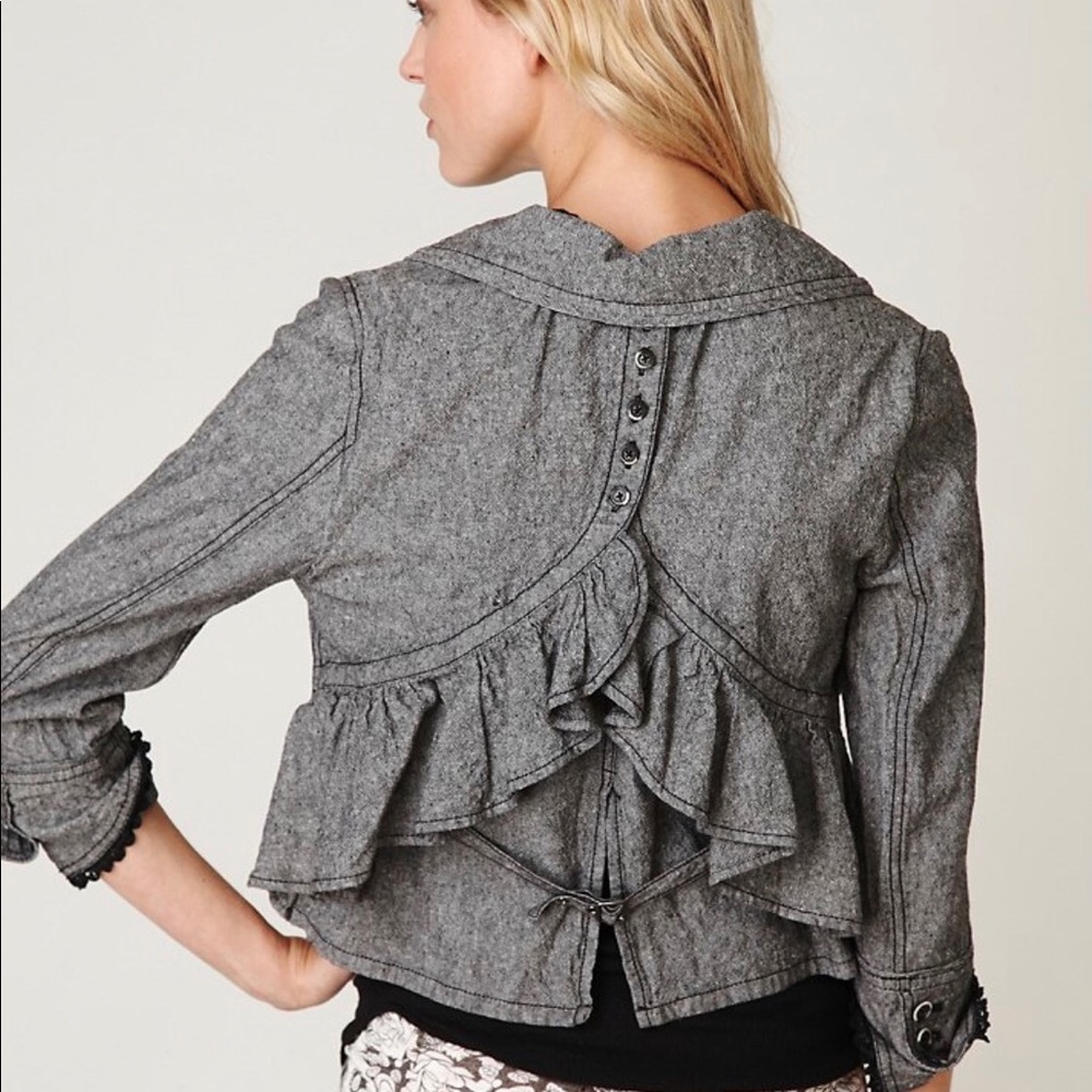 Free People Linen Peplum Jacket